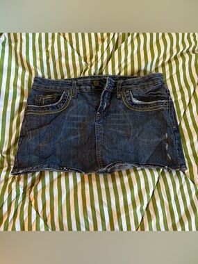 Vintage Dark Wash Denim Mini Skirt